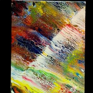 Acrylic pour painting on canvas